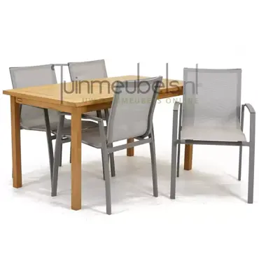 Tuinset Torino stapelbaar met Neva tafel 144 cm, tuinmeubels.nl, foto 1