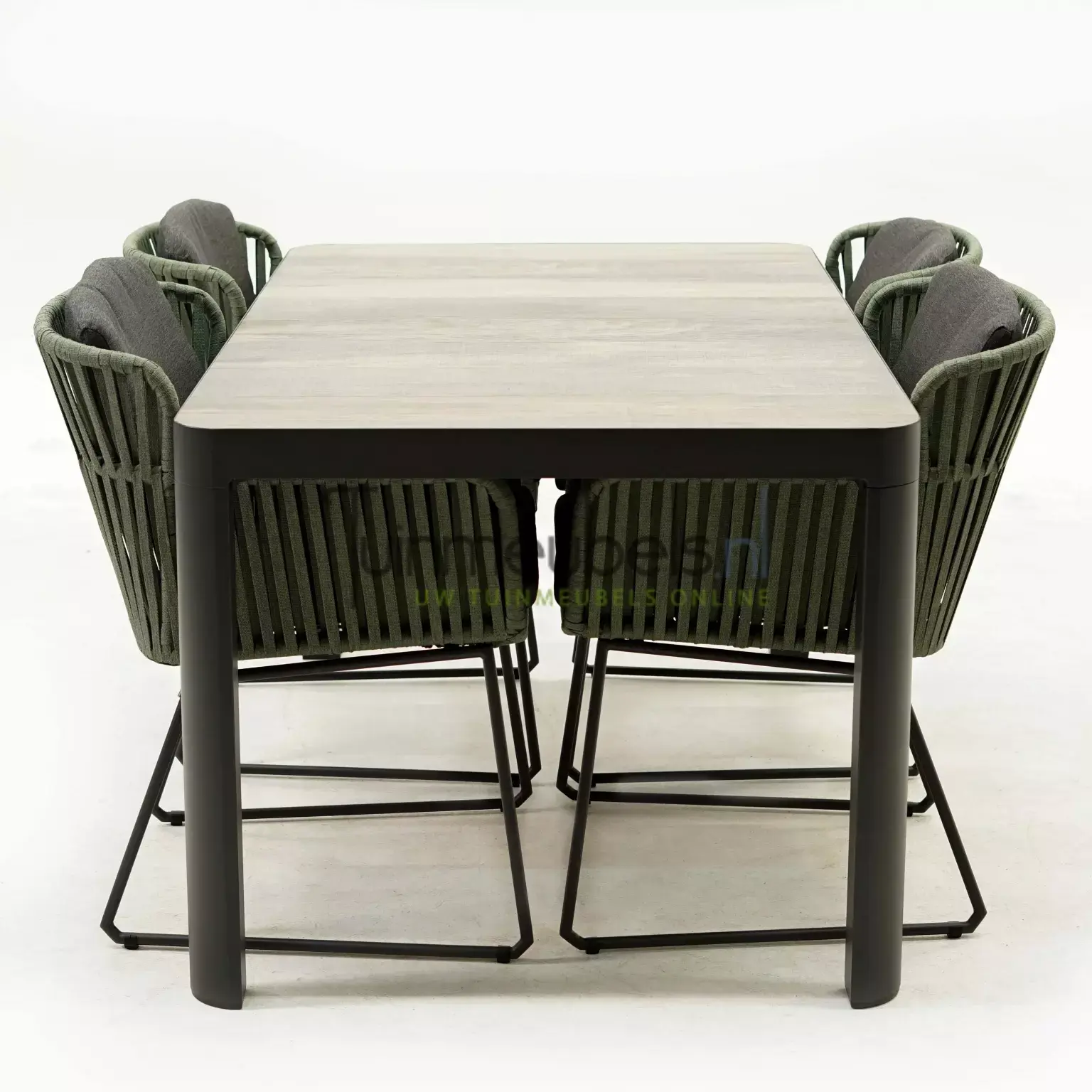 Tuinset Vitali groen met Castilla 160cm tafel