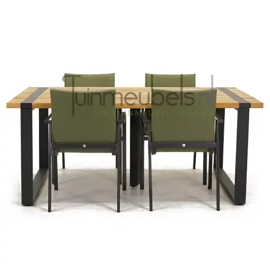 Tuinstoel Anzio dining Forest green met Alto 180 cm teaktafel, tuinmeubels.nl, foto 2