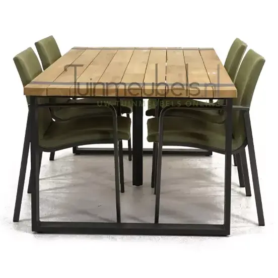 Tuinstoel Anzio dining Forest green met Alto 180 cm teaktafel, tuinmeubels.nl, foto 3