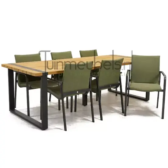 Tuinstoel Anzio dining Forest green met Alto 240 cm teaktafel, tuinmeubels.nl, foto 1