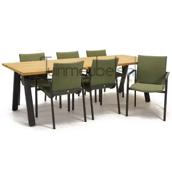 Tuinstoel Anzio dining Forest green met Ambassador 240 cm teaktafel, tuinmeubels.nl, foto 1