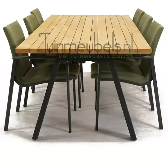 Tuinstoel Anzio dining Forest green met Ambassador 240 cm teaktafel, tuinmeubels.nl, foto 3