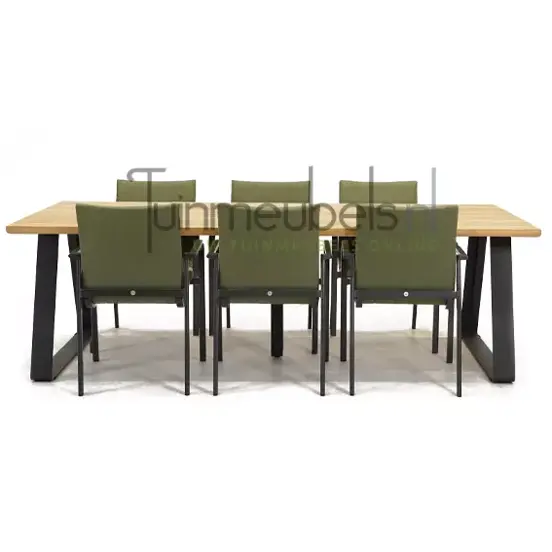 Tuinstoel Anzio dining Forest green met Basso 240 cm teaktafel, tuinmeubels.nl, foto 2