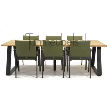 Tuinstoel Anzio dining Forest green met Basso 240 cm teaktafel, tuinmeubels.nl, foto 2