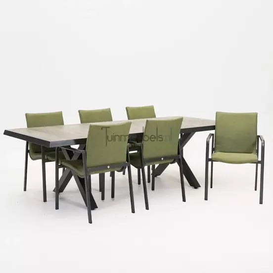 Tuinstoel Anzio dining Forest Green met Castilla negro kruispoot, tuinmeubels.nl, foto 1