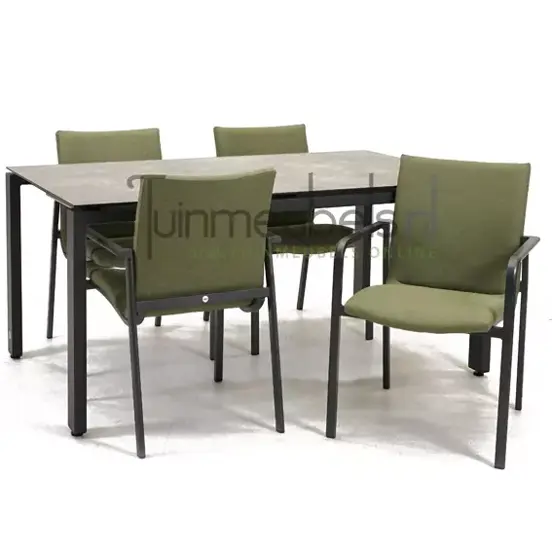 Tuinstoel Anzio dining Forest green met GOA HPL 160 donker grijs, tuinmeubels.nl, foto 1