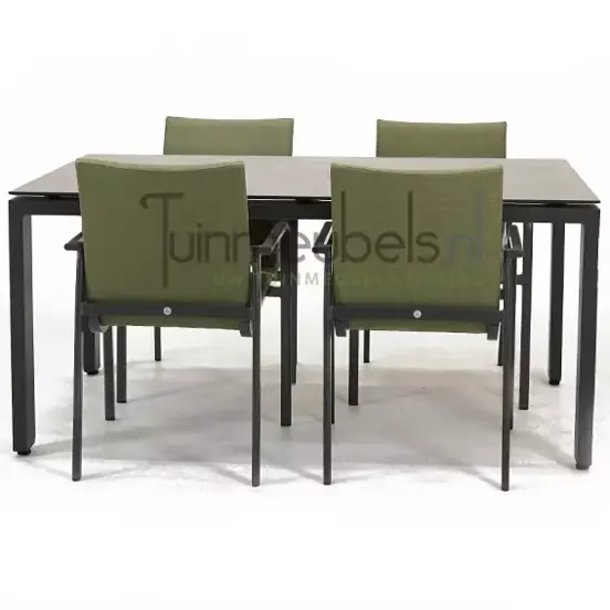 Tuinstoel Anzio dining Forest green met GOA HPL 160 donker grijs, tuinmeubels.nl, foto 2