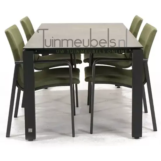 Tuinstoel Anzio dining Forest green met GOA HPL 160 donker grijs, tuinmeubels.nl, foto 3