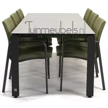 Tuinstoel Anzio dining Forest green met GOA HPL 220 cm licht grijs, tuinmeubels.nl, foto 3