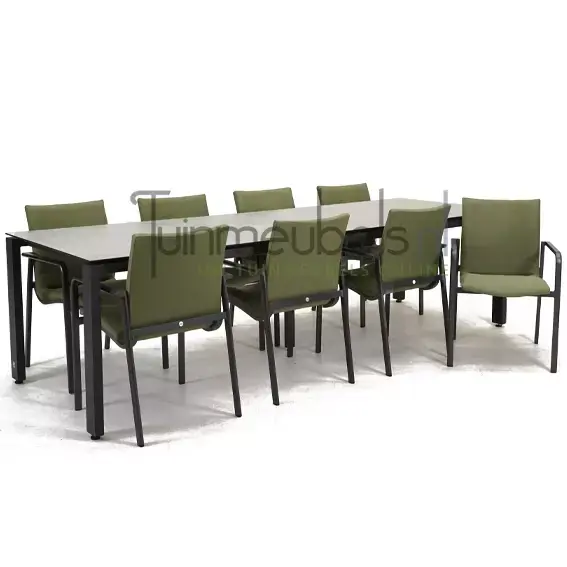 Tuinstoel Anzio dining Forest green met GOA HPL 280 licht grijs