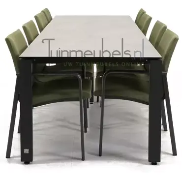 Tuinstoel Anzio dining Forest green met GOA HPL 280 licht grijs , tuinmeubels.nl, foto 3