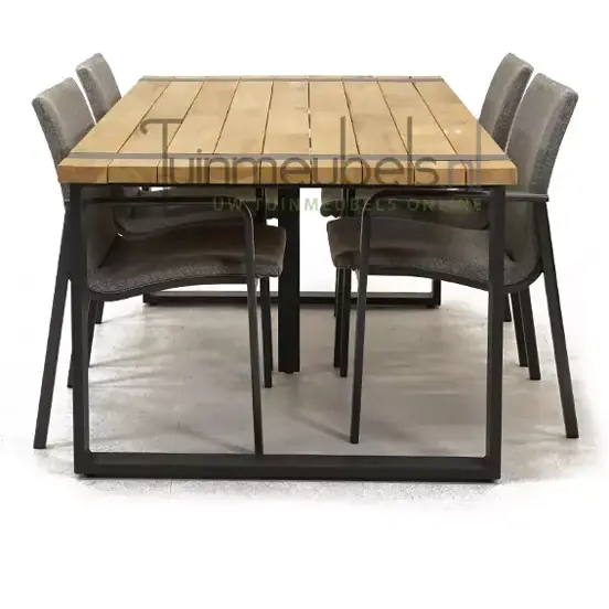 Tuinstoel Anzio dining Light Antracite met Alto 180 cm teaktafel, tuinmeubels.nl, foto 3