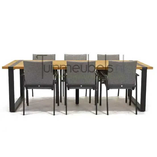 Tuinstoel Anzio dining Light Antracite met Alto 240 cm teaktafel, tuinmeubels.nl, foto 2