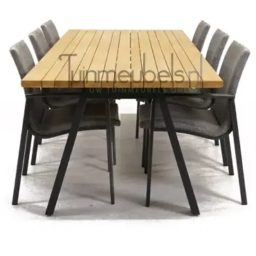 Tuinstoel Anzio dining Light Antracite met Ambassador 240 cm teaktafel, tuinmeubels.nl, foto 3