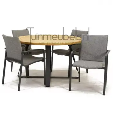 Tuinstoel Anzio dining Light Antracite met Basso 130 cm teaktafel, tuinmeubels.nl, foto 1