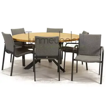 Tuinstoel Anzio dining Light Antracite met Prado 160 cm teaktafel, tuinmeubels.nl, foto 1