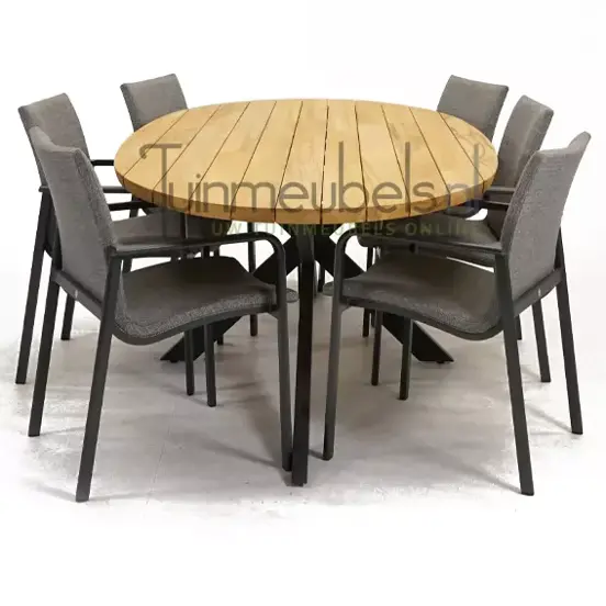 Tuinstoel Anzio dining Light Antracite met Prado elips 240 cm teaktafel, tuinmeubels.nl, foto 3