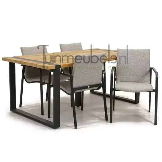 Tuinstoel Anzio dining Soft grey met Alto 180 cm teaktafel, tuinmeubels.nl, foto 1