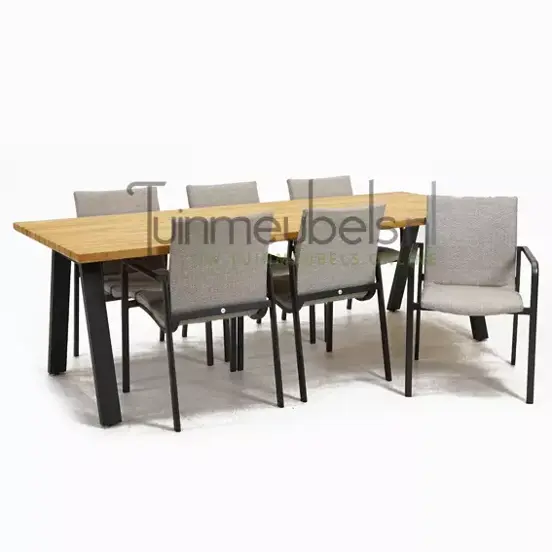 Tuinstoel Anzio dining Soft grey met Ambassador 240 cm teaktafel, tuinmeubels.nl, foto 1