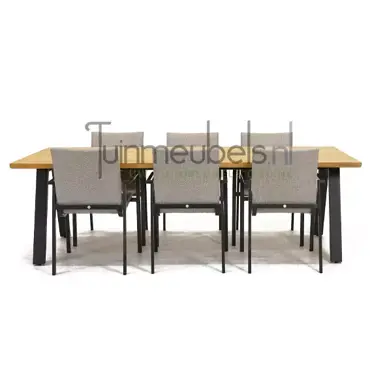 Tuinstoel Anzio dining Soft grey met Ambassador 240 cm teaktafel, tuinmeubels.nl, foto 2