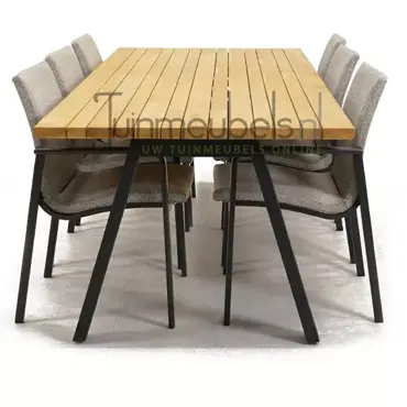 Tuinstoel Anzio dining Soft grey met Ambassador 240 cm teaktafel, tuinmeubels.nl, foto 3