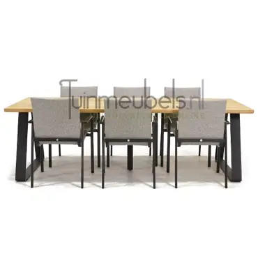 Tuinstoel Anzio dining Soft grey met Basso 240 cm teaktafel, tuinmeubels.nl, foto 2