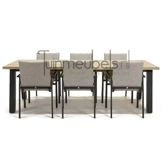 Tuinstoel Anzio dining Soft grey met Derby 240 cm teaktafel, tuinmeubels.nl, foto 2