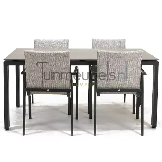 Tuinstoel Anzio dining Soft grey met GOA HPL 160 cm donker grijs, tuinmeubels.nl, foto 2