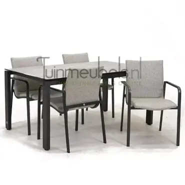 Tuinstoel Anzio dining Soft grey met GOA HPL 160 cm licht grijs, tuinmeubels.nl, foto 1