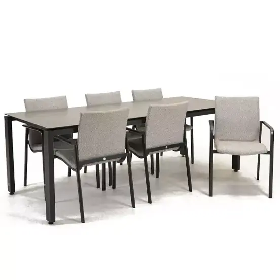 Tuinstoel Anzio dining Soft grey met GOA HPL 220 cm donker grijs , tuinmeubels.nl, foto 1