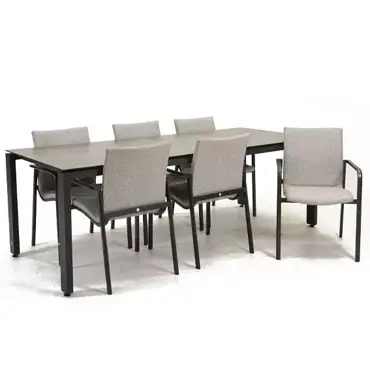 Tuinstoel Anzio dining Soft grey met GOA HPL 220 cm donker grijs , tuinmeubels.nl, foto 1