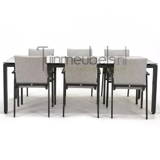 Tuinstoel Anzio dining Soft grey met GOA HPL 220 cm licht grijs, tuinmeubels.nl, foto 2