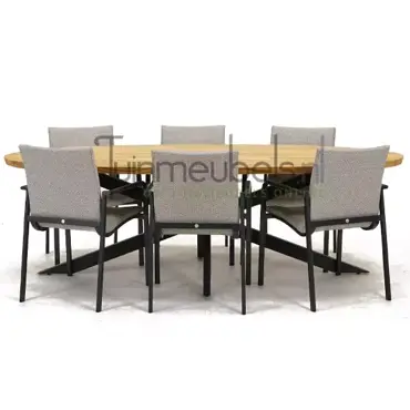 Tuinstoel Anzio dining Soft grey met Prado elips 240 cm teaktafel, tuinmeubels.nl, foto 2