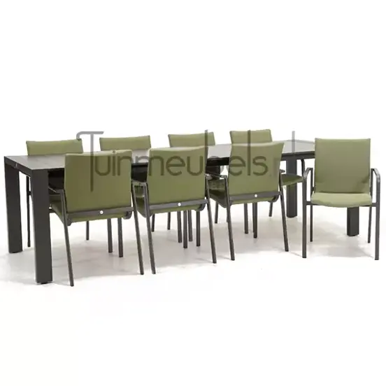 Tuinstoel Anzio Forest Green 10 stoelen met rialto aluminium tafel 262 x 329 cm, tuinmeubels.nl, foto 2