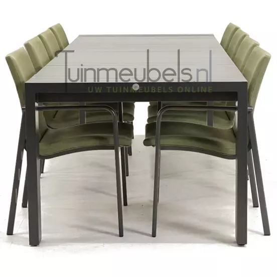 Tuinstoel Anzio Forest Green 10 stoelen met rialto aluminium tafel 262 x 329 cm, tuinmeubels.nl, foto 4