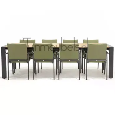 Tuinstoel Anzio Forest Green 10 stoelen met rialto hout tafel 262 x 329 cm, tuinmeubels.nl, foto 3