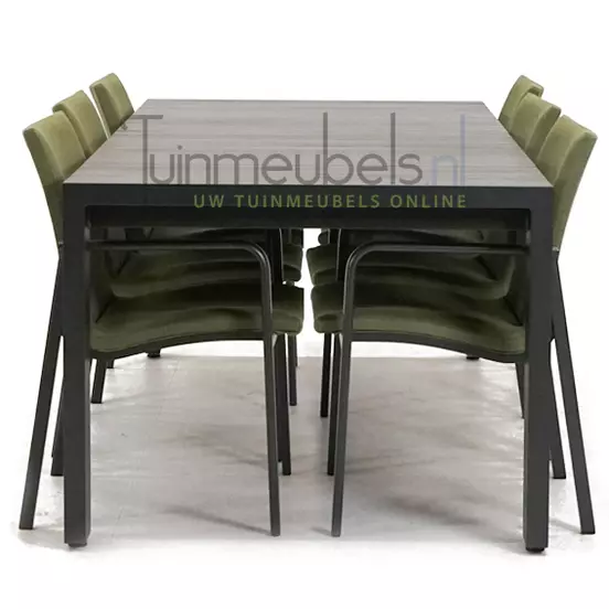 Tuinstoel Anzio Forest Green 6 stoelen met rialto aluminium tafel 213 x 269 cm, tuinmeubels.nl, foto 3