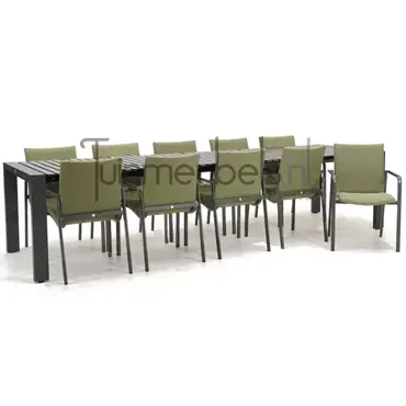 Tuinstoel Anzio Forest Green 8 stoelen met rialto aluminium tafel 262 x 329 cm, tuinmeubels.nl, foto 4