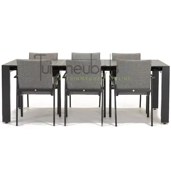 Tuinstoel Anzio Light Antracite 6 stoelen met rialto aluminium tafel 213 x 269 cm, tuinmeubels.nl, foto 2