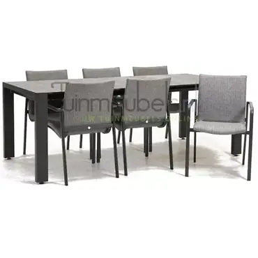 Tuinstoel Anzio Light Antracite 8 stoelen met rialto aluminium tafel 213 x 269 cm, tuinmeubels.nl, foto 2