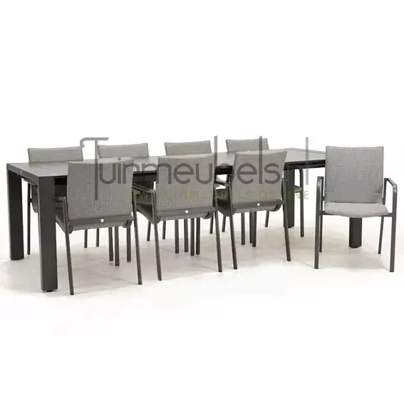 Tuinstoel Anzio Light Antracite 8 stoelen met rialto aluminium tafel 262 x 329 cm Top Merken Winkel