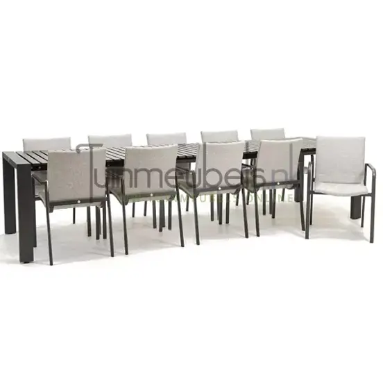 Tuinstoel Anzio soft grey 10 stoelen met rialto aluminium tafel 262 x 329 cm, tuinmeubels.nl, foto 1