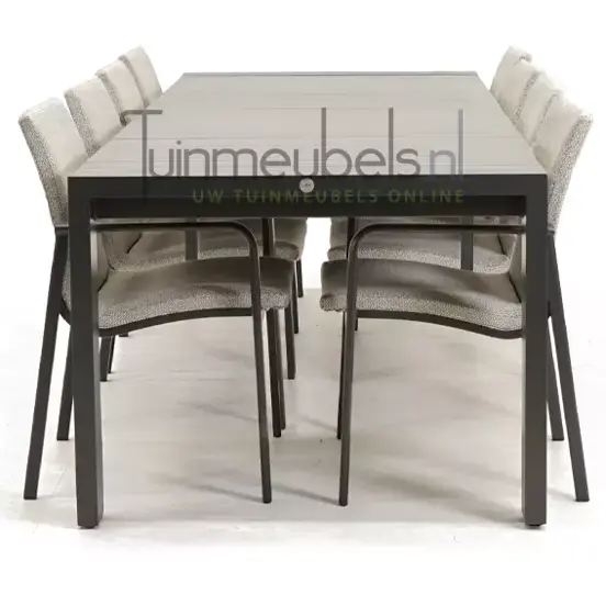 Tuinstoel Anzio soft grey 10 stoelen met rialto aluminium tafel 262 x 329 cm, tuinmeubels.nl, foto 4