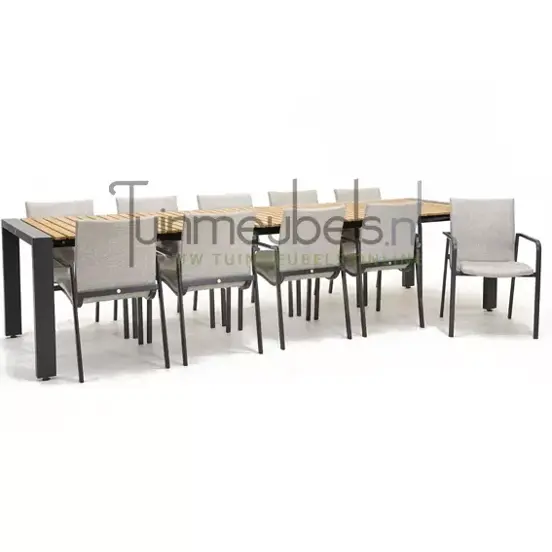 Tuinstoel Anzio soft grey 10 stoelen met rialto hout tafel 262 x 329 cm, tuinmeubels.nl, foto 1