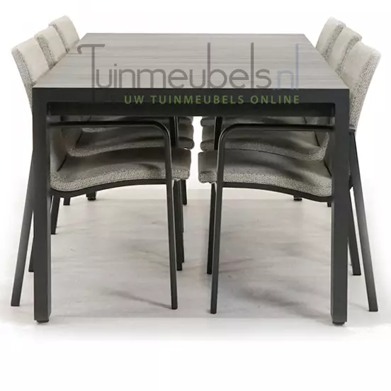 Tuinstoel Anzio soft grey 6 stoelen met rialto aluminium tafel 213 x 269 cm, tuinmeubels.nl, foto 3
