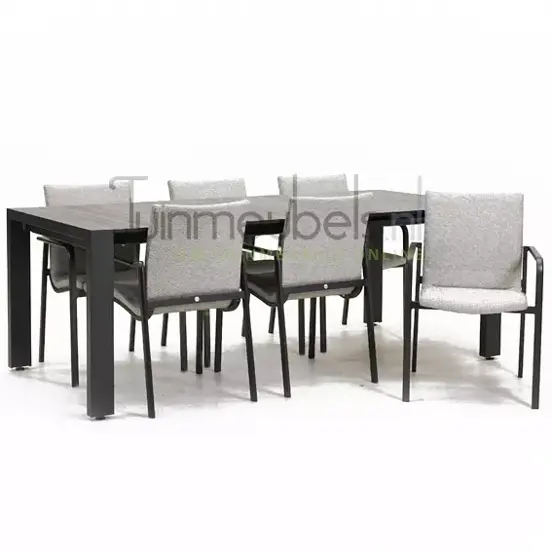 Tuinstoel Anzio soft grey 8 stoelen met rialto aluminium tafel 213 x 269 cm, tuinmeubels.nl, foto 2