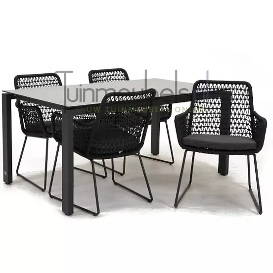 Tuinstoel Athena dining knotted met GOA HPL 160 licht grijs, tuinmeubels.nl, foto 1
