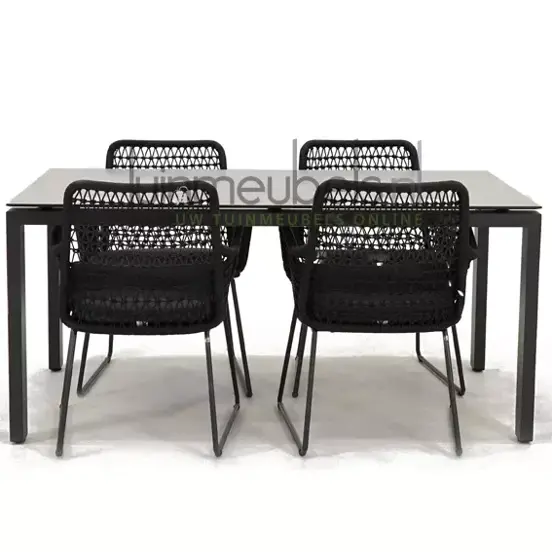 Tuinstoel Athena dining knotted met GOA HPL 160 licht grijs, tuinmeubels.nl, foto 2