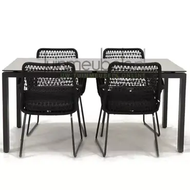 Tuinstoel Athena dining knotted met GOA HPL 160 licht grijs, tuinmeubels.nl, foto 2
